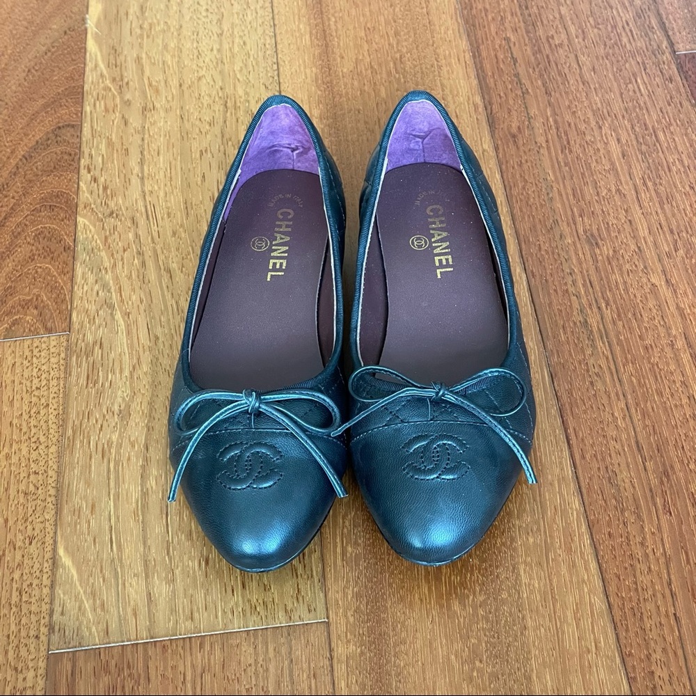 Chanel Black Ballet Flats Ballerina - Size 38